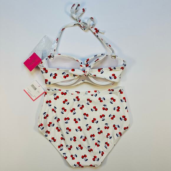 Kate Spade New York Cherry Toss Bandeau Bikini Top and High Waist Bottom - Picture 7 of 10